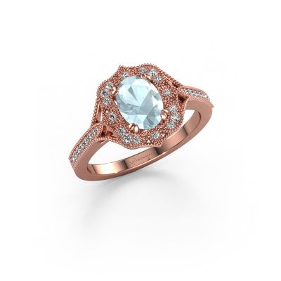 Engagement ring Loni 585 rose gold aquamarine 7,5x5,5 mm