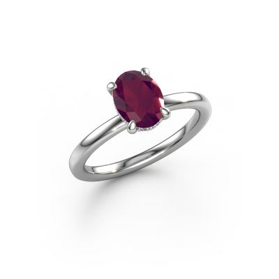 Engagement ring Simone OVL 2 950 platinum rhodolite 8x6 mm