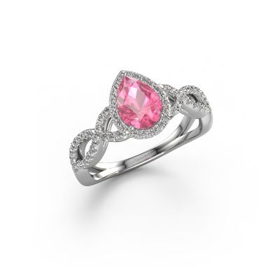 Engagement ring Dionne pear 950 platinum pink sapphire 7x5 mm