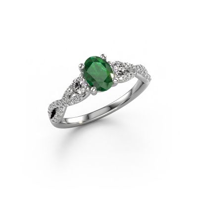 Engagement ring Marilou OVL 950 platinum emerald 7,5x5,5 mm
