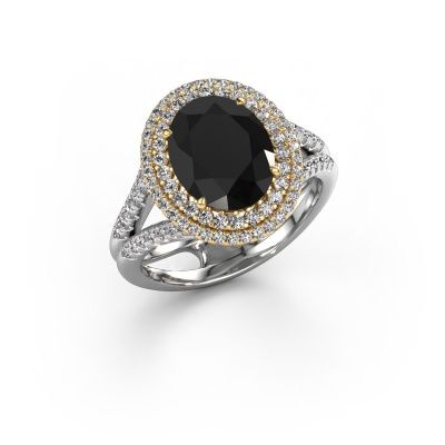 Engagement ring Elvie 585 white gold black diamond 3.835 crt