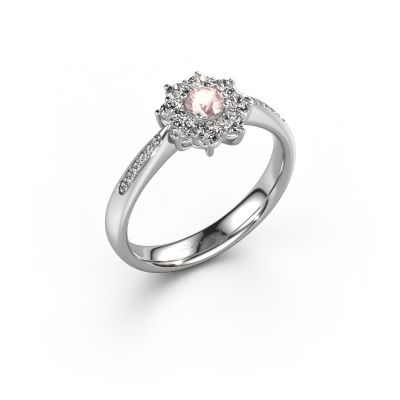 Engagement ring Carolyn 2 585 white gold morganite champagne 3.4 mm