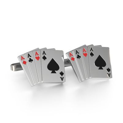 Cufflinks Black jack 585 white gold