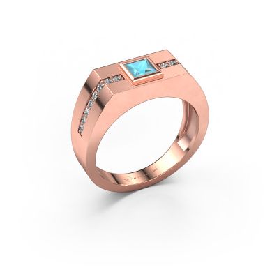 Men's ring Robertus 2 585 rose gold blue topaz 4 mm