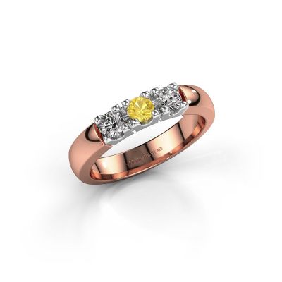 Ring Rianne 3 585 rosé goud gele saffier 3.4 mm