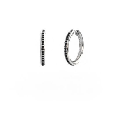 Créoles Sina 15mm 585 or blanc diamant noir 0.451 crt