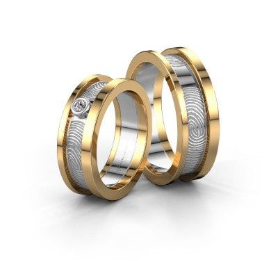 Wedding rings set WHR0427LM ±0.24x0.08 in 14 Carat gold diamond 0.06 crt