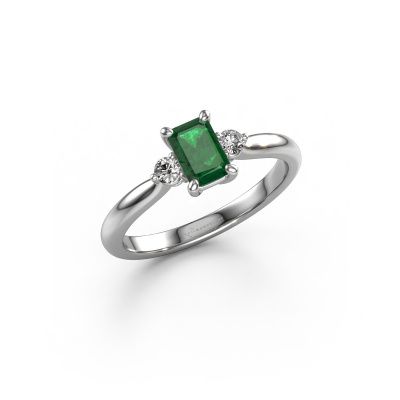 Engagement ring Lieselot EME 950 platinum emerald 6x4 mm