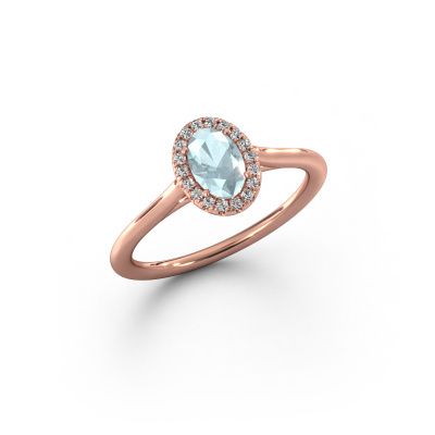 Verlobungsring Seline ovl 1 585 Roségold Aquamarin 6x4 mm