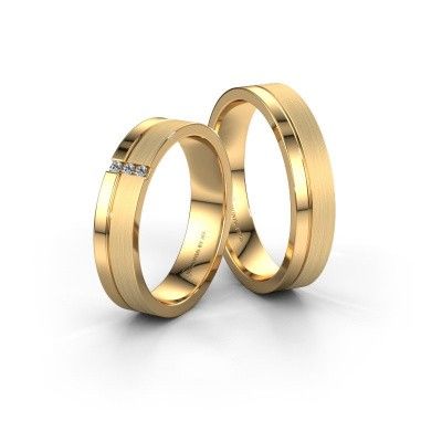 Bagues de mariage set WH0157LM14XPM ±4,5x1.5 mm 14 Carat or jaune diamant 0.012 crt