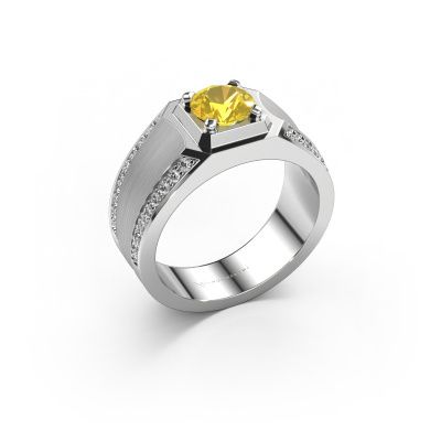 Men's ring Maarten 950 platinum yellow sapphire 6.5 mm