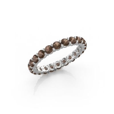 Stackable ring Heddy rnd 2.7 585 white gold smokey quartz 2.7 mm