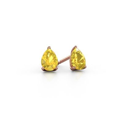 Clous d'oreilles Sam PER 585 or rose saphir jaune 7x5 mm