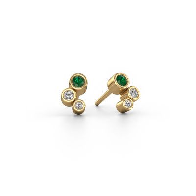 Stud earrings Marlys 585 gold emerald 2.5 mm