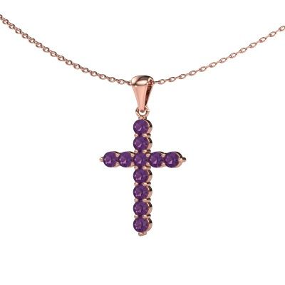 Anhänger Cross 585 Roségold Amethyst 2.5 mm