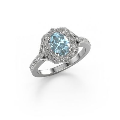 Engagement ring Loni 950 platinum blue lab grown diamond 7,5x5,5 mm