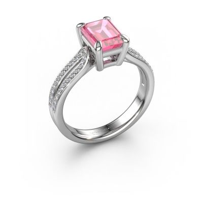 Engagement ring Antonia eme 2 950 platinum pink sapphire 8x6 mm