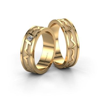 Wedding rings set WHR0442LM ±0.20x0.07 in 14 Carat gold diamond 0.06 crt
