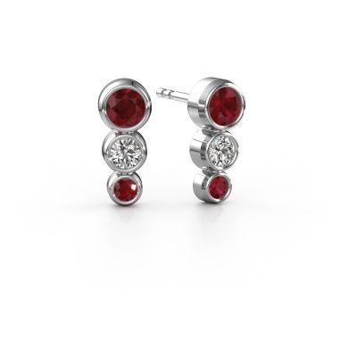 Stud earrings Linda 950 platinum ruby 3 mm