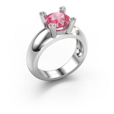 Ring Tamara RND 585 white gold pink sapphire 8 mm