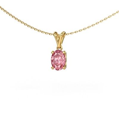 Pendant Sam OVL 585 gold pink lab grown diamond 8x6 mm