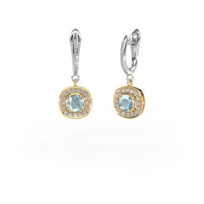 Drop earrings Marlotte 2 585 gold aquamarine 5 mm