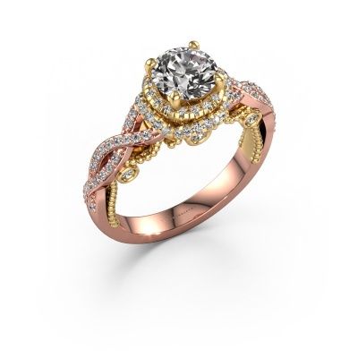 Engagement ring Leora 585 rose gold lab grown diamond 1.468 crt
