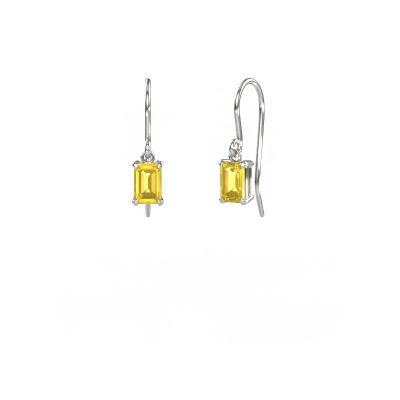 Pendants d'oreilles Laurie EME 1 585 or blanc saphir jaune 7x5 mm