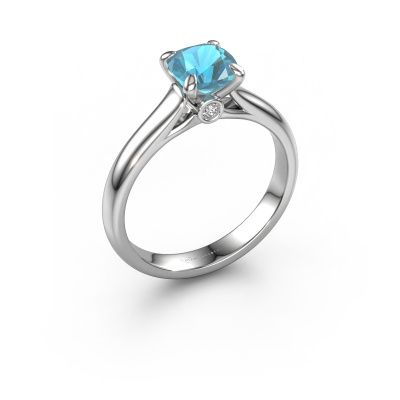 Engagement ring Valorie cus 1 585 white gold blue topaz 6 mm