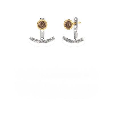 Boucles d'oreilles Rosetta 585 or blanc diamant brun 0.62 crt