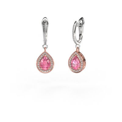Drop earrings Ginger 2 585 rose gold pink sapphire 7x5 mm