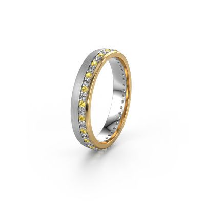 Wedding ring WH0303L24AM 585 white gold yellow sapphire ±0.16x0.07 in