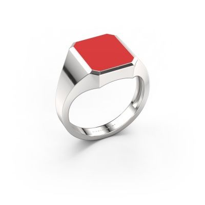 Signet ring Lars 2 light 950 platinum red enamel 12x10 mm