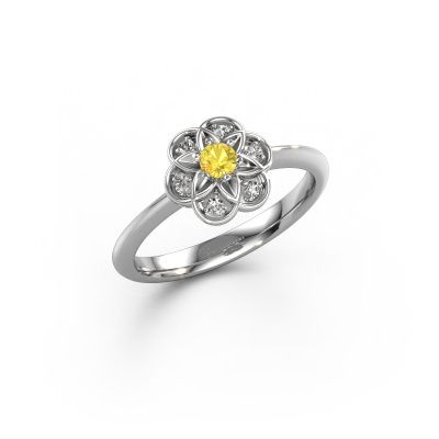 Bague Uma 585 or blanc saphir jaune 3 mm