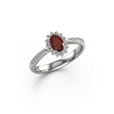 Engagement ring Tilly ovl 2 585 white gold garnet 7x5 mm