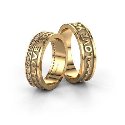 Wedding rings set WHR0436LM ±0.24x0.08 in 14 Carat gold diamond 0.005 crt