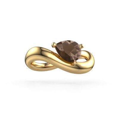 Engagement ring Chloe PER 585 gold smokey quartz 8x6 mm