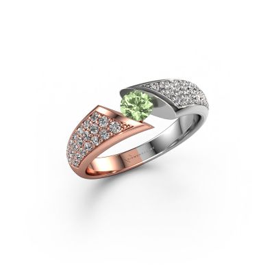Engagement ring Hojalien 3 585 rose gold green lab grown diamond 4.2 mm