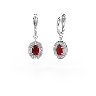 Pendants d'oreilles Layne 2 950 platine rubis 7x5 mm