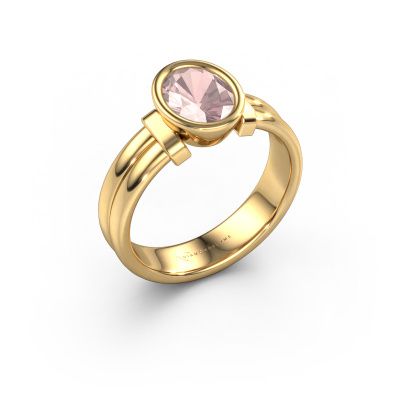 Ring Gerda 585 gold morganite champagne 8x6 mm