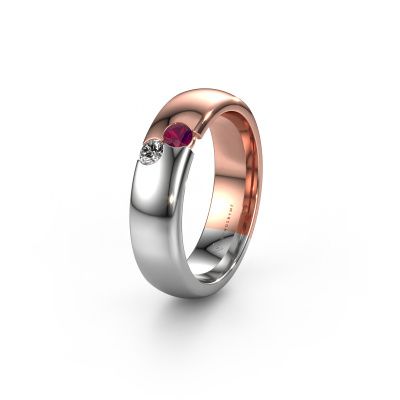 Wedding ring WH1003L26C 585 rose gold rhodolite ±6x2.2 mm