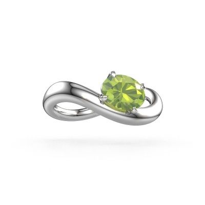 Engagement ring Chloe OVL 585 white gold peridot 7,5x5,5 mm