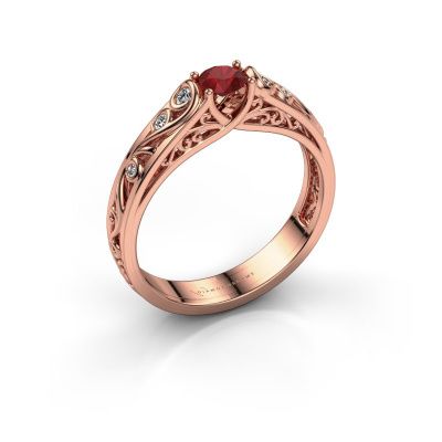 Ring Quinty 585 rosé goud robijn 4.7 mm