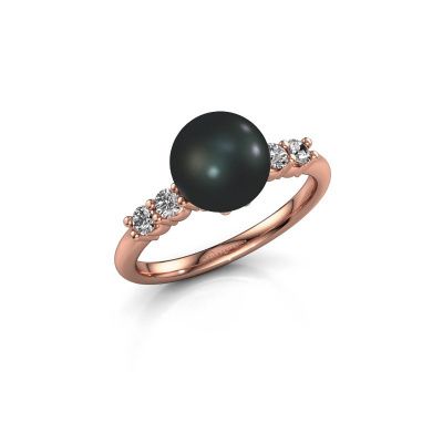Ring Cecile 585 Roségold Schwarz Perle 8 mm