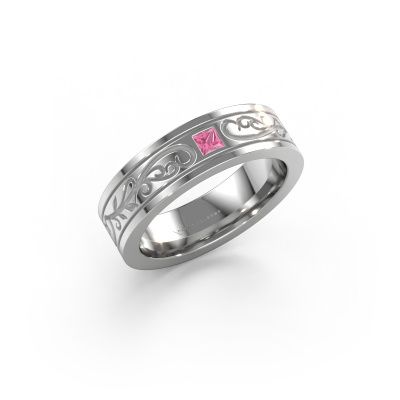 Men's ring Matijs 585 white gold pink sapphire 3 mm