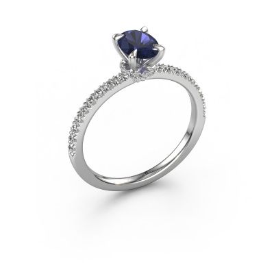 Engagement ring Crystal OVL 4 585 white gold sapphire 7x5 mm