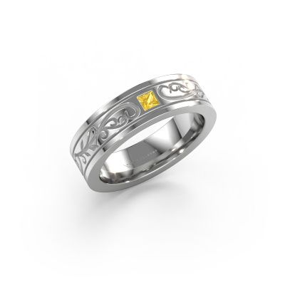Bague pour homme Matijs 585 or blanc saphir jaune 3 mm