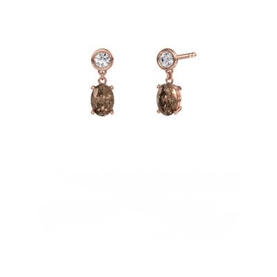Pendants d'oreilles Lacey OVL 585 or rose diamant brun 1.70 crt
