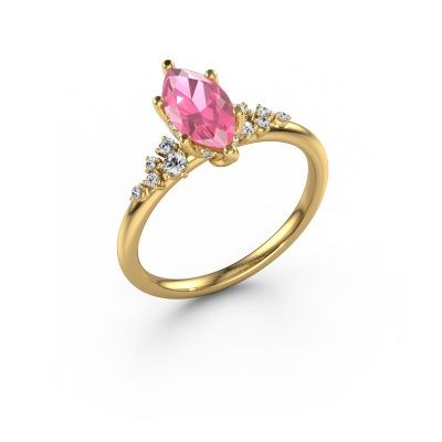 Engagement ring Emma MRQ 585 gold pink sapphire 10x5 mm