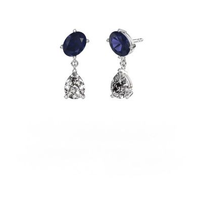 Ohrringe Toi et Moi OVL-PER 950 Platin Saphir 8x6 mm